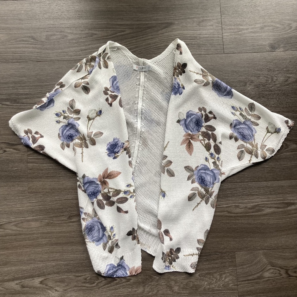 Made in Italy - Luisa Ricca, floral knit cardigan 3/4 sleeve - Size S